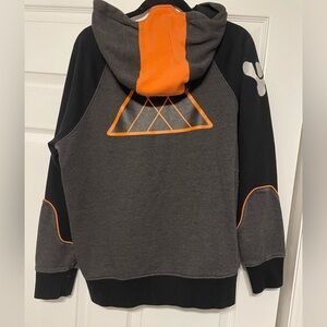 Destiny Zip Up Black and Gray Warlock Hoodie with Orange Accents